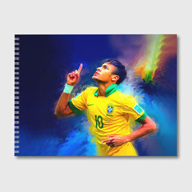 Альбом для рисования с принтом Neymar в Кировске, 100% бумага
 | матовая бумага, плотность 200 мг. | Тематика изображения на принте: neymar | неймар | сборная бразилии