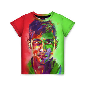Детская футболка 3D с принтом Neymar в Кировске, 100% гипоаллергенный полиэфир | прямой крой, круглый вырез горловины, длина до линии бедер, чуть спущенное плечо, ткань немного тянется | neymar | неймар | сборная бразилии