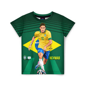 Детская футболка 3D с принтом Neymar в Кировске, 100% гипоаллергенный полиэфир | прямой крой, круглый вырез горловины, длина до линии бедер, чуть спущенное плечо, ткань немного тянется | Тематика изображения на принте: neymar | неймар | сборная бразилии