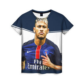 Женская футболка 3D с принтом Neymar в Кировске, 100% полиэфир ( синтетическое хлопкоподобное полотно) | прямой крой, круглый вырез горловины, длина до линии бедер | neymar | psg | неймар | псж | сборная бразилии