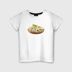 Детская футболка хлопок с принтом Пельмени на тарелке в Кировске, 100% хлопок | круглый вырез горловины, полуприлегающий силуэт, длина до линии бедер | 