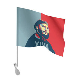 Флаг для автомобиля с принтом Фидель Кастро в Кировске, 100% полиэстер | Размер: 30*21 см | cuba | fidel | диктатор | коммунизм | куба | президент | фидель