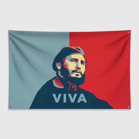 Флаг-баннер с принтом Фидель Кастро в Кировске, 100% полиэстер | размер 67 х 109 см, плотность ткани — 95 г/м2; по краям флага есть четыре люверса для крепления | cuba | fidel | диктатор | коммунизм | куба | президент | фидель