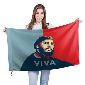 Флаг 3D с принтом Фидель Кастро в Кировске, 100% полиэстер | плотность ткани — 95 г/м2, размер — 67 х 109 см. Принт наносится с одной стороны | cuba | fidel | диктатор | коммунизм | куба | президент | фидель