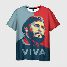 Мужская футболка 3D с принтом Фидель Кастро в Кировске, 100% полиэфир | прямой крой, круглый вырез горловины, длина до линии бедер | cuba | fidel | диктатор | коммунизм | куба | президент | фидель