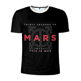 Мужская футболка 3D спортивная с принтом 30 Seconds to Mars в Кировске, 100% полиэстер с улучшенными характеристиками | приталенный силуэт, круглая горловина, широкие плечи, сужается к линии бедра | группа | марс | надпись | рок | черный