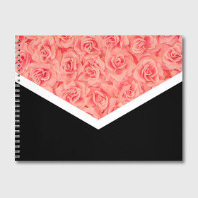 Альбом для рисования с принтом Розы (в цвете) в Кировске, 100% бумага
 | матовая бумага, плотность 200 мг. | flowers | абстракция | растения | розовы | розы | треугольник | цветы | черно белый