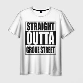 Мужская футболка 3D с принтом Straight Outta Grove Street в Кировске, 100% полиэфир | прямой крой, круглый вырез горловины, длина до линии бедер | grand the auto | grove street | gta | san andreas | straight outta grove street