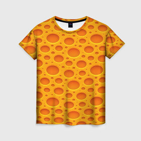 Женская футболка 3D с принтом Сыр в Кировске, 100% полиэфир ( синтетическое хлопкоподобное полотно) | прямой крой, круглый вырез горловины, длина до линии бедер | еда | сыр