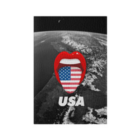Обложка для паспорта матовая кожа с принтом USA в Кировске, натуральная матовая кожа | размер 19,3 х 13,7 см; прозрачные пластиковые крепления | united states | united states of america | yankeeland | америка | планета | сша | язык