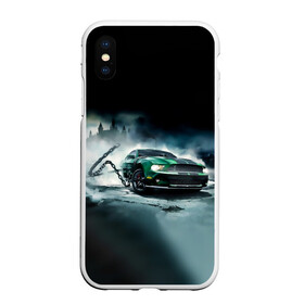 Чехол для iPhone XS Max матовый с принтом Призрачный Ford Mustang в Кировске, Силикон | Область печати: задняя сторона чехла, без боковых панелей | ford | mustang | авто | автомобиль | блатная | замок | зеленый | иномарка | крутая | марка | машина | мустанг | пацанский таз | поводок | прикольная | седан | тачила | тачка | туман | форд | цепь