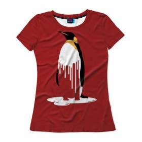 Женская футболка 3D с принтом Глобальное Потепление 2 в Кировске, 100% полиэфир ( синтетическое хлопкоподобное полотно) | прямой крой, круглый вырез горловины, длина до линии бедер | животные | климат | пингвины | экология