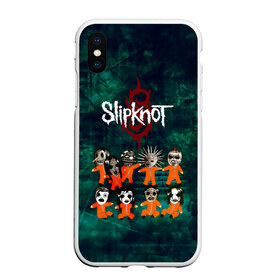 Чехол для iPhone XS Max матовый с принтом Группа Slipknot в Кировске, Силикон | Область печати: задняя сторона чехла, без боковых панелей | Тематика изображения на принте: slipknot | альтернативный метал | грув метал | комбинезон | маска | метал | мрачный | ню метал | рок