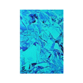 Обложка для паспорта матовая кожа с принтом Голубые краски в Кировске, натуральная матовая кожа | размер 19,3 х 13,7 см; прозрачные пластиковые крепления | watercolor | абстракция красок | акварель | брызги красок | краска | потертость красок