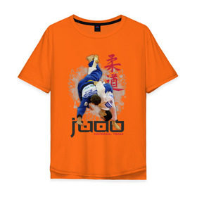 Мужская футболка хлопок Oversize с принтом Дзюдо в Кировске, 100% хлопок | свободный крой, круглый ворот, “спинка” длиннее передней части | judo | борьба | единоборство