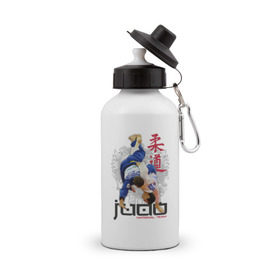 Бутылка спортивная с принтом Дзюдо в Кировске, металл | емкость — 500 мл, в комплекте две пластиковые крышки и карабин для крепления | judo | борьба | единоборство
