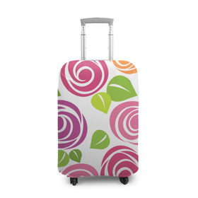 Чехол для чемодана 3D с принтом Розы Минимализм в Кировске, 86% полиэфир, 14% спандекс | двустороннее нанесение принта, прорези для ручек и колес | flowers | розовый | розы | цветы