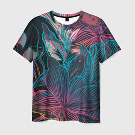 Мужская футболка 3D с принтом Авангард страсти в Кировске, 100% полиэфир | прямой крой, круглый вырез горловины, длина до линии бедер | красный | линии | синий | цвет | яркий
