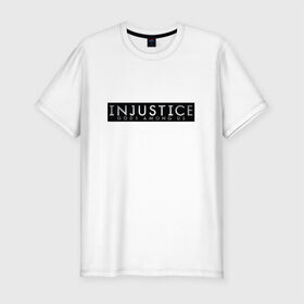 Мужская футболка премиум с принтом Injustice в Кировске, 92% хлопок, 8% лайкра | приталенный силуэт, круглый вырез ворота, длина до линии бедра, короткий рукав | Тематика изображения на принте: битва | борьба | герои | герой | несправедливость | схватка | чудо