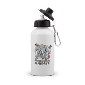Бутылка спортивная с принтом карате в Кировске, металл | емкость — 500 мл, в комплекте две пластиковые крышки и карабин для крепления | karate | борьба | каратэ