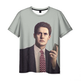 Мужская футболка 3D с принтом Агент Купер в Кировске, 100% полиэфир | прямой крой, круглый вырез горловины, длина до линии бедер | fbi | twin peaks | дэвид линч | совы не то чем кажутся | твин пикс