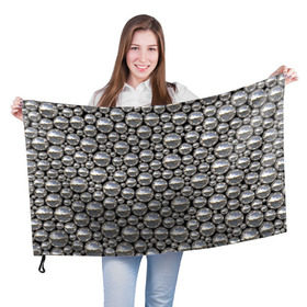 Флаг 3D с принтом Серебряные шары в Кировске, 100% полиэстер | плотность ткани — 95 г/м2, размер — 67 х 109 см. Принт наносится с одной стороны | серебро | шар | шарики | шары