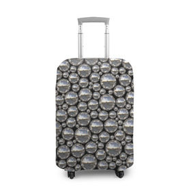 Чехол для чемодана 3D с принтом Серебряные шары в Кировске, 86% полиэфир, 14% спандекс | двустороннее нанесение принта, прорези для ручек и колес | серебро | шар | шарики | шары