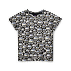 Детская футболка 3D с принтом Серебряные шары в Кировске, 100% гипоаллергенный полиэфир | прямой крой, круглый вырез горловины, длина до линии бедер, чуть спущенное плечо, ткань немного тянется | Тематика изображения на принте: серебро | шар | шарики | шары