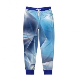 Мужские брюки 3D с принтом Blue abstract в Кировске, 100% полиэстер | манжеты по низу, эластичный пояс регулируется шнурком, по бокам два кармана без застежек, внутренняя часть кармана из мелкой сетки | 