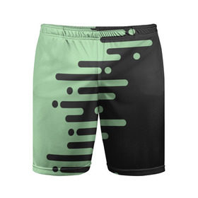 Мужские шорты 3D спортивные с принтом Геометрический Инь Янь в Кировске,  |  | Тематика изображения на принте: геометрия | зеленый | линии | полосы | фисташковый | черный