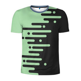 Мужская футболка 3D спортивная с принтом Геометрический Инь Янь в Кировске, 100% полиэстер с улучшенными характеристиками | приталенный силуэт, круглая горловина, широкие плечи, сужается к линии бедра | геометрия | зеленый | линии | полосы | фисташковый | черный