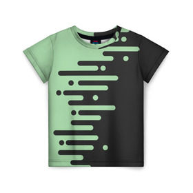 Детская футболка 3D с принтом Геометрический Инь Янь в Кировске, 100% гипоаллергенный полиэфир | прямой крой, круглый вырез горловины, длина до линии бедер, чуть спущенное плечо, ткань немного тянется | геометрия | зеленый | линии | полосы | фисташковый | черный