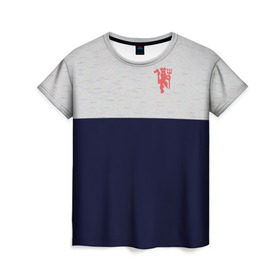 Женская футболка 3D с принтом Manchester United - Vintage style в Кировске, 100% полиэфир ( синтетическое хлопкоподобное полотно) | прямой крой, круглый вырез горловины, длина до линии бедер | винтаж | манчестер юнайтед