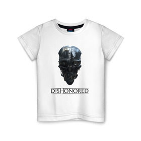 Детская футболка хлопок с принтом Маска Корво в Кировске, 100% хлопок | круглый вырез горловины, полуприлегающий силуэт, длина до линии бедер | corvo | dishonored | korvo | outsider | дануол | корво | чужой