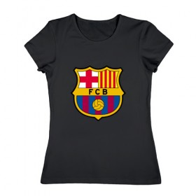 Женская футболка хлопок с принтом ФК Барселона в Кировске, 100% хлопок | прямой крой, круглый вырез горловины, длина до линии бедер, слегка спущенное плечо | 