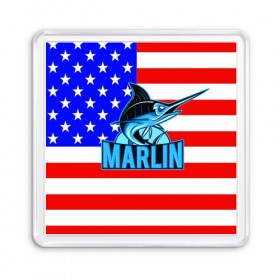 Магнит 55*55 с принтом Marlin USA в Кировске, Пластик | Размер: 65*65 мм; Размер печати: 55*55 мм | Тематика изображения на принте: 