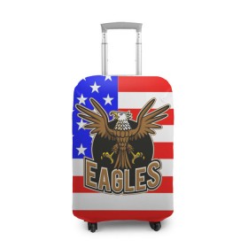 Чехол для чемодана 3D с принтом Американский орёл в Кировске, 86% полиэфир, 14% спандекс | двустороннее нанесение принта, прорези для ручек и колес | usa | америка | американец | орел | символика америки | сша