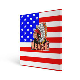 Холст квадратный с принтом Apache в Кировске, 100% ПВХ |  | apache | usa | америка | американец | индейцы | символика америки | сша