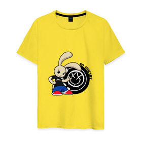 Мужская футболка хлопок с принтом Заяц Blink-182 в Кировске, 100% хлопок | прямой крой, круглый вырез горловины, длина до линии бедер, слегка спущенное плечо. | альтернативный | блинк | панк рок | поп панк | скейт панк