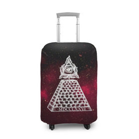 Чехол для чемодана 3D с принтом Масонский символ в Кировске, 86% полиэфир, 14% спандекс | двустороннее нанесение принта, прорези для ручек и колес | вселенная | звезды | космос | масонский символ | массоны