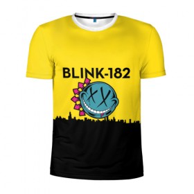 Мужская футболка 3D спортивная с принтом Blink-182 город в Кировске, 100% полиэстер с улучшенными характеристиками | приталенный силуэт, круглая горловина, широкие плечи, сужается к линии бедра | blink | альтернативный рок | блинк | город | желтый | марк хоппус | музыка | мэтт скиба | панк | панк рок | песни | поп панк | рок | скейт панк | смайл | солнце | трэвис баркер