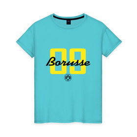 Женская футболка хлопок с принтом Borussia Dortmund - Borusse 09 (New 2018 Design) в Кировске, 100% хлопок | прямой крой, круглый вырез горловины, длина до линии бедер, слегка спущенное плечо | боруссия дортмунд
