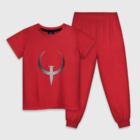 Детская пижама хлопок с принтом Quake Champions - Logo в Кировске, 100% хлопок |  брюки и футболка прямого кроя, без карманов, на брюках мягкая резинка на поясе и по низу штанин
 | cq | q1 | q2 | q3 | quake champions | quake live