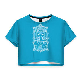 Женская футболка 3D укороченная с принтом India в Кировске, 100% полиэстер | круглая горловина, длина футболки до линии талии, рукава с отворотами | india | будда | буддизм | индия | символика индии | слон | хинди