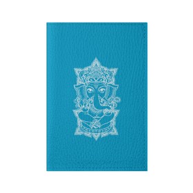 Обложка для паспорта матовая кожа с принтом India в Кировске, натуральная матовая кожа | размер 19,3 х 13,7 см; прозрачные пластиковые крепления | india | будда | буддизм | индия | символика индии | слон | хинди