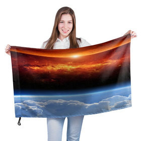 Флаг 3D с принтом Космос в Кировске, 100% полиэстер | плотность ткани — 95 г/м2, размер — 67 х 109 см. Принт наносится с одной стороны | space | star | вселенная | звезды | земля | космический | космос | планеты | пространство