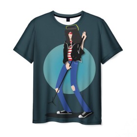 Мужская футболка 3D с принтом Джоуи в Кировске, 100% полиэфир | прямой крой, круглый вырез горловины, длина до линии бедер | punk | ramones | rock | панк | рамонс | рок