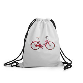 Рюкзак-мешок 3D с принтом Велосипед в Кировске, 100% полиэстер | плотность ткани — 200 г/м2, размер — 35 х 45 см; лямки — толстые шнурки, застежка на шнуровке, без карманов и подкладки | Тематика изображения на принте: bicycle | байсикл | велик | красный | москва | педали