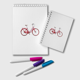 Блокнот с принтом Велосипед в Кировске, 100% бумага | 48 листов, плотность листов — 60 г/м2, плотность картонной обложки — 250 г/м2. Листы скреплены удобной пружинной спиралью. Цвет линий — светло-серый
 | Тематика изображения на принте: bicycle | байсикл | велик | красный | москва | педали