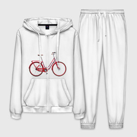 Мужской костюм 3D с принтом Велосипед в Кировске, 100% полиэстер | Манжеты и пояс оформлены тканевой резинкой, двухслойный капюшон со шнурком для регулировки, карманы спереди | Тематика изображения на принте: bicycle | байсикл | велик | красный | москва | педали